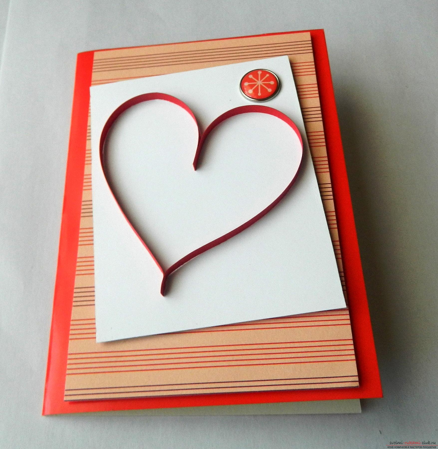 This master class will teach how to make a valentine with your own hands in the quilling technique .. Photo # 8