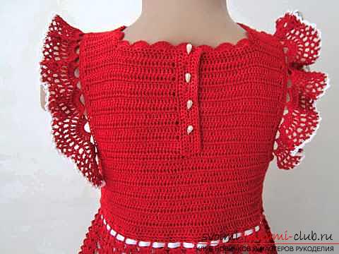 How to tie a beautiful dress and bandanna for a girl to a year crocheted ?. Photo №6