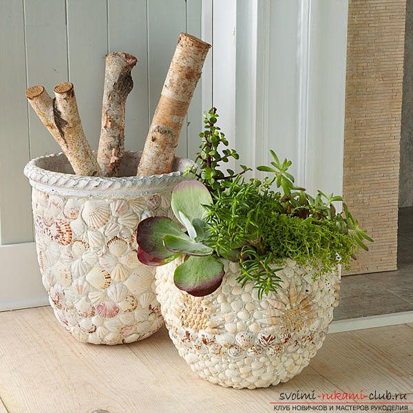 Recommendations for decorating flower pots with their own hands, different styles and techniques of decor .. Picture №3