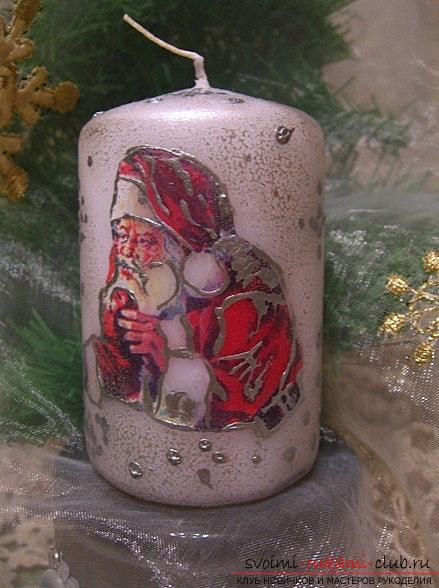 How to make a New Year's decoupage for a candle - a master class with your own hands. Photo №4