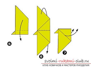Sådan tilføjer du sjove dynamiske figurer fra papir i origami teknik til børn på 7 år. Foto # 9