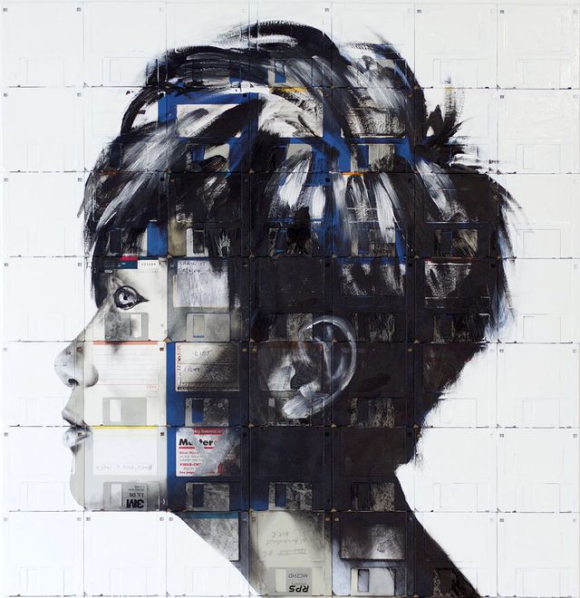 Portraits on floppy disks from nick gentry