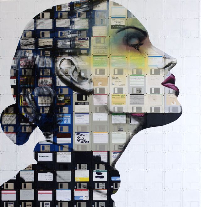 Portraits on floppy disks from nick gentry