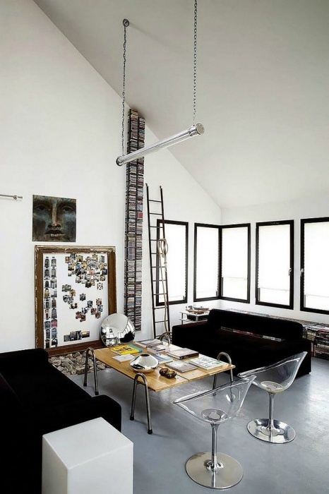 Černobílý design obývacího pokoje