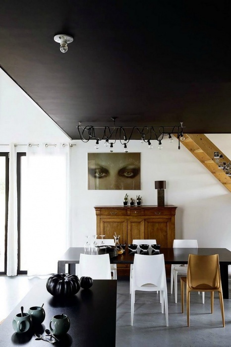 Black and white interior of a french house