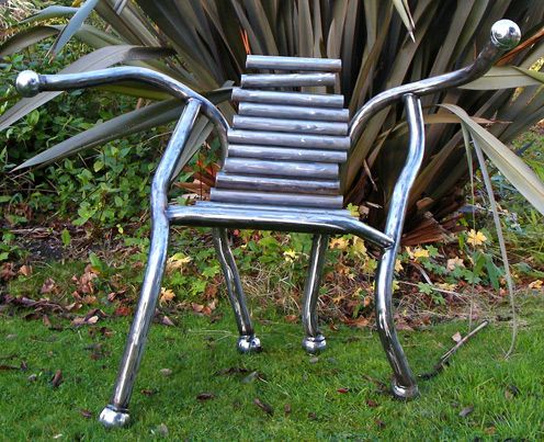 armchair made of metal welded pipes