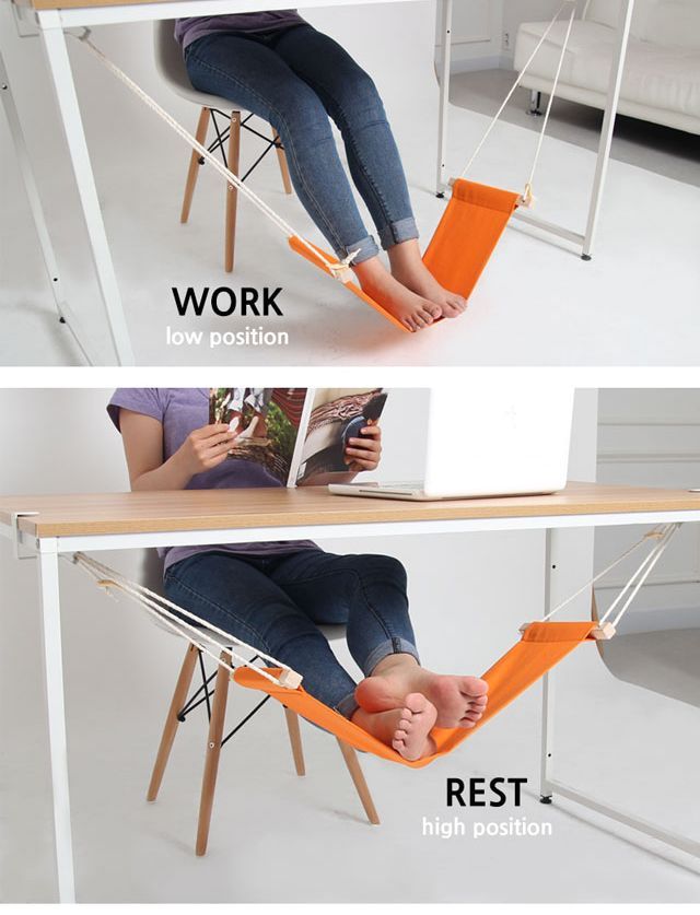 Hanging hammock for legs to the desktop 