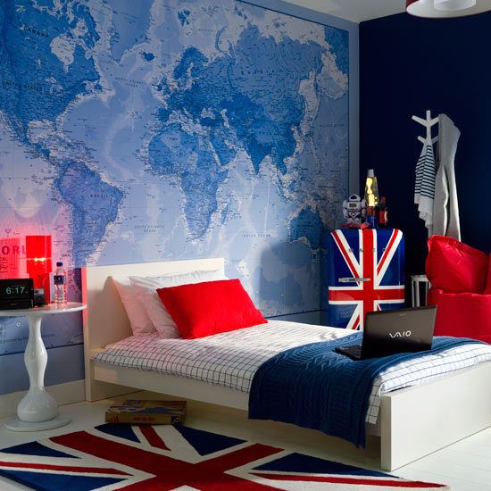 world map in the interior as a photo wallpaper