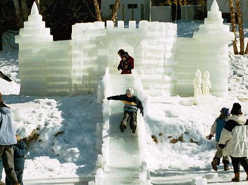Ice castle with a slide