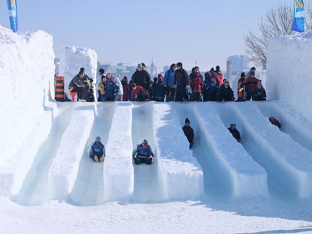 Snow slide for several children