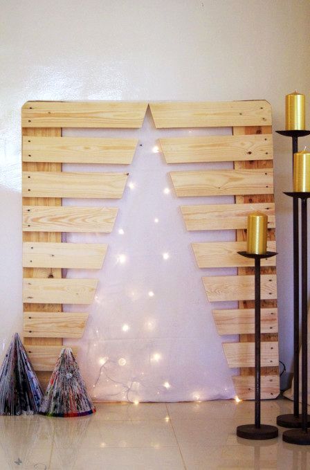 New Year artificial tree from a pallet