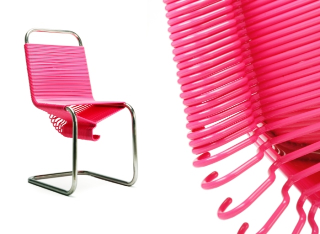 pink chair from hangers, Joey Zaladon