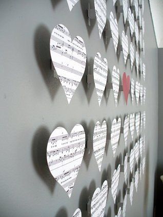 сердечка з паперу з 3D ефектом на стіну