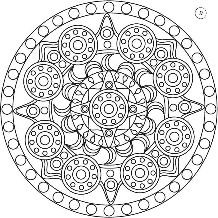 Mandala of happiness for coloring. Coloring with meaning print for free.