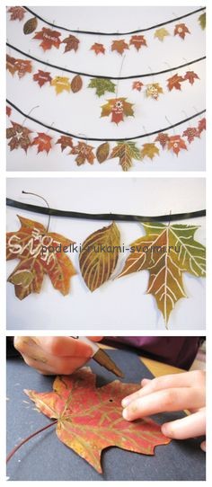 ideas of autumn decor using leaves as the basis of all scenery (2)