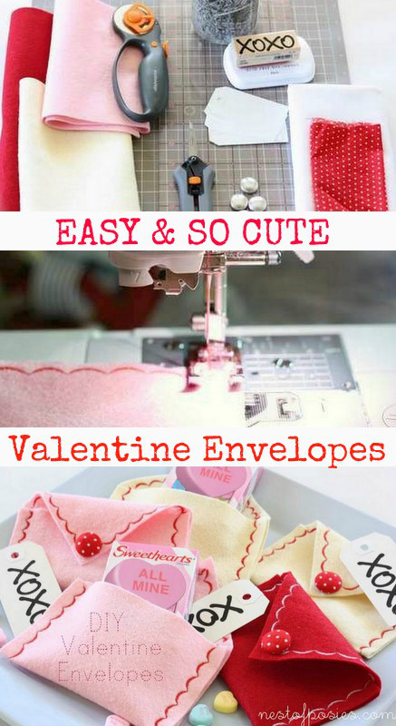 Gift ideas for February 14 with your own handmade crafts valentine envelopes from felt