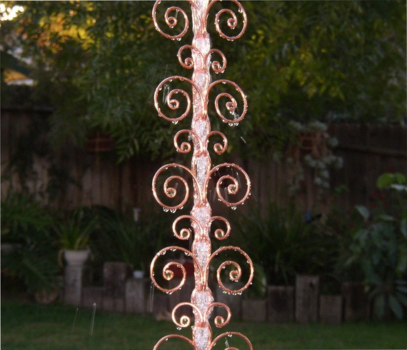  Solid Copper Swirl Rain Chain / Kusari Doi