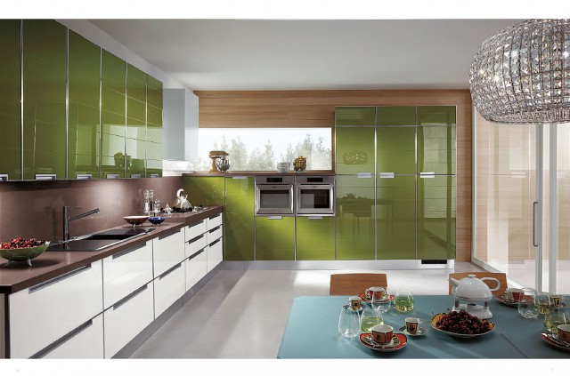 light green kitchen interior Crystal, Scavolini
