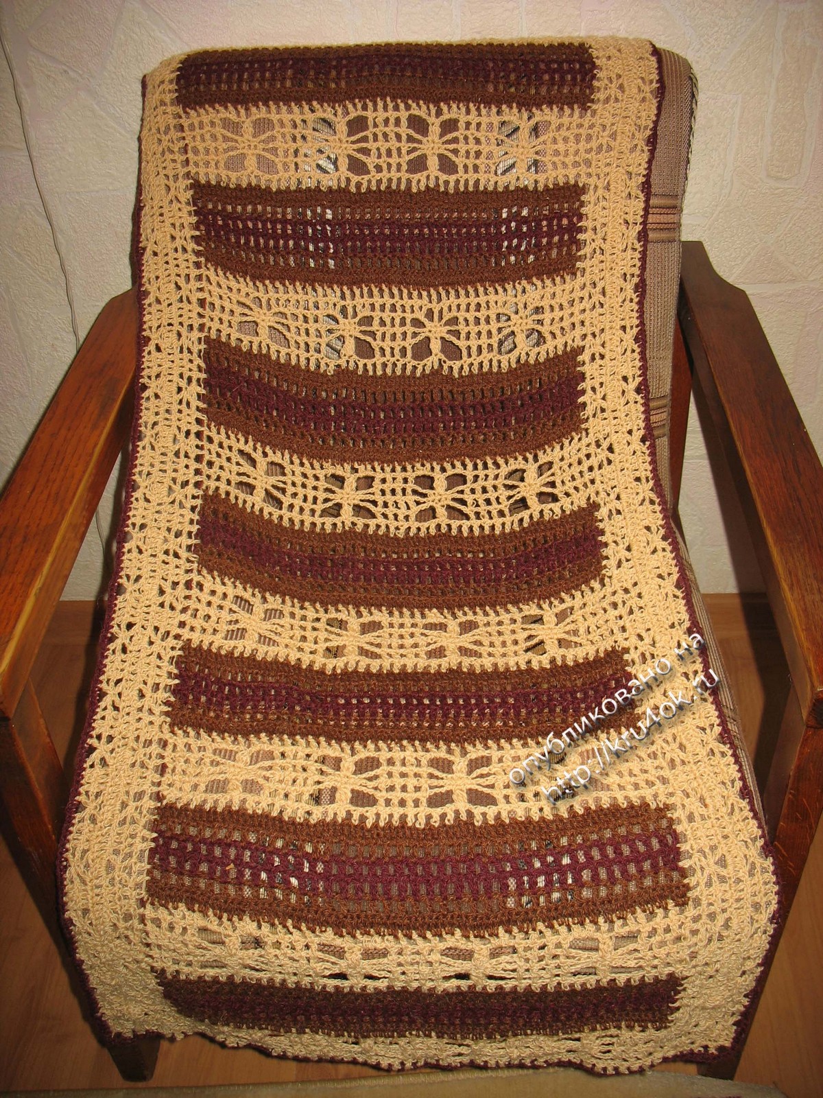 вязание спицами накидка на кресло
