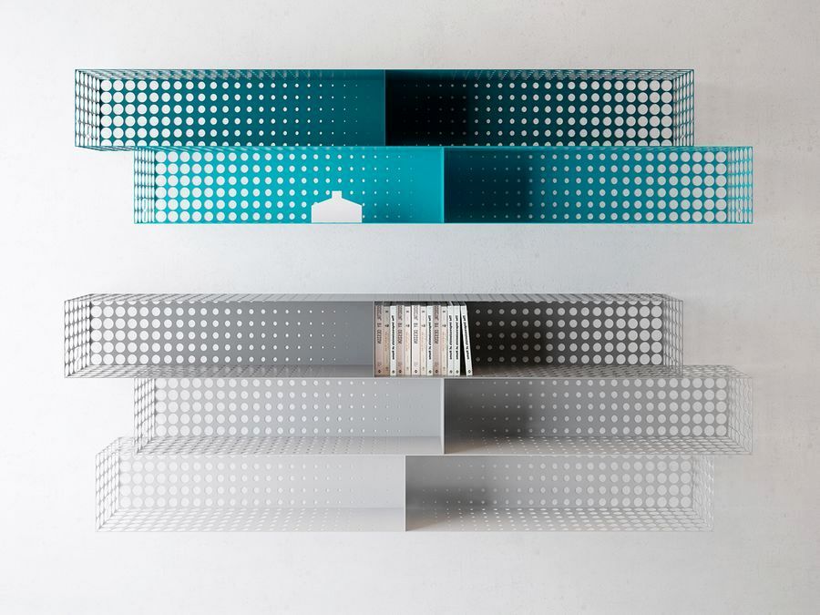wall shelves with gradient perforation In the Fog
