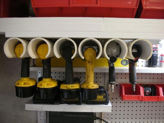 Using PVC pipes for tool storage