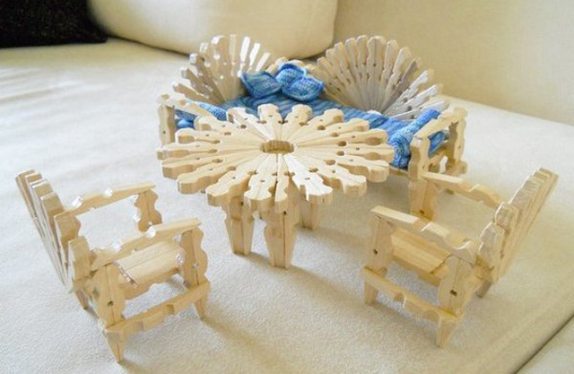 Furniture from clothes pegs