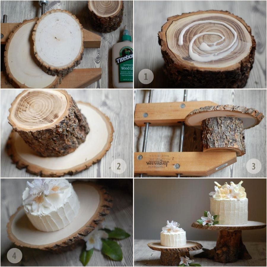 how to make a cake stand out of wood