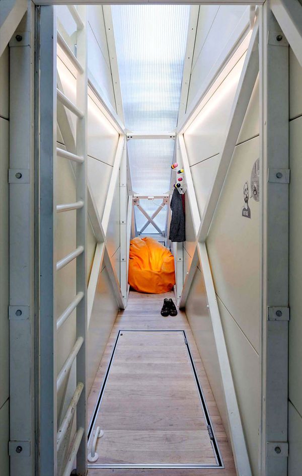 interior of the narrowest house Keret House Warsaw