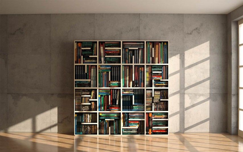 design of shelves for books in the form of letters