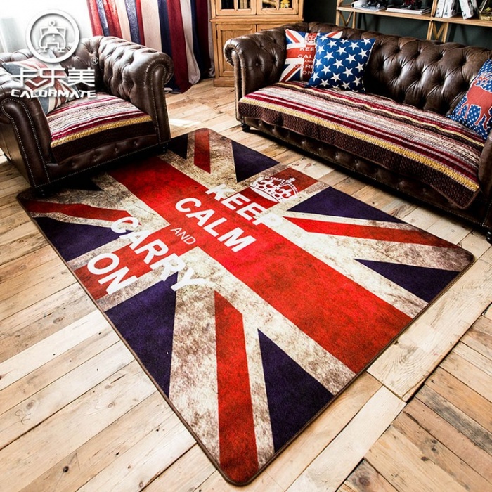 Teppich mit englischer Flagge Bleib ruhig und mach weiter
