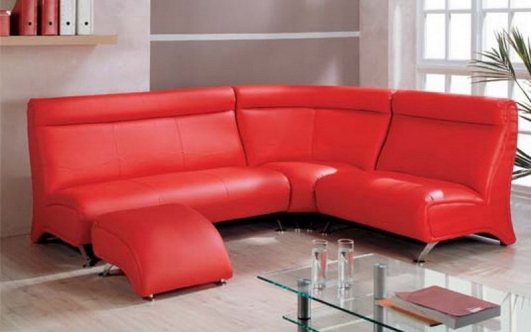Bright red sofa in the living room
