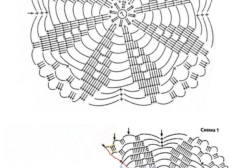 Шали крючком схемы из мотивов крючком схемы