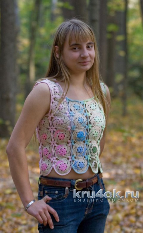 Tops from hexagonal motifs. Tatiana Rodionova's work knitting and knitting patterns