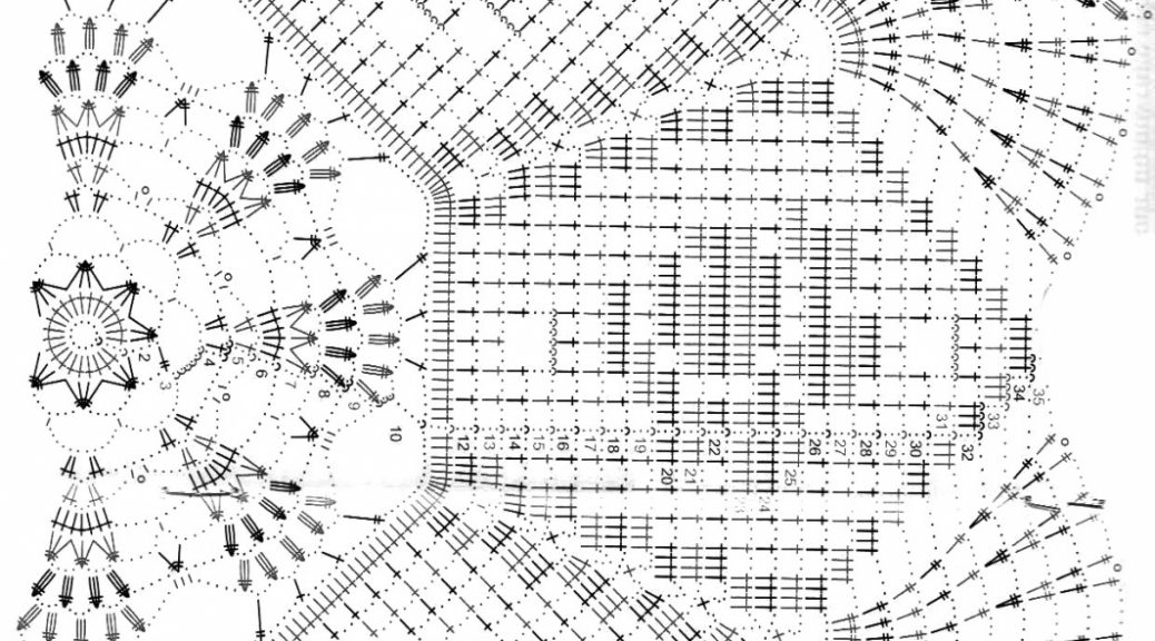 Схема скатерти крючком на прямоугольный стол цельная