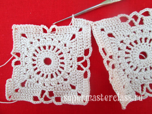 Crochet square napkins with diagrams and descriptions