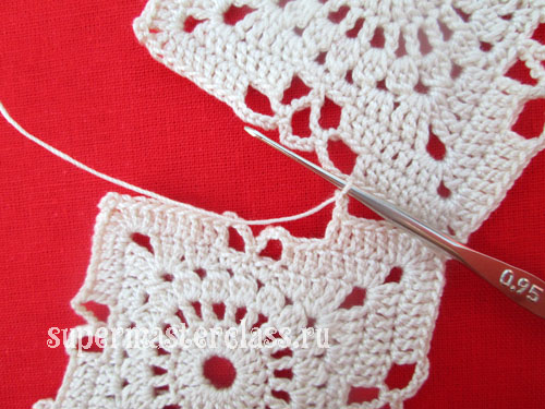 Crocheted square napkin