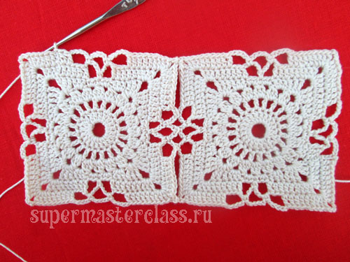 Knit crochet square napkins: schemes