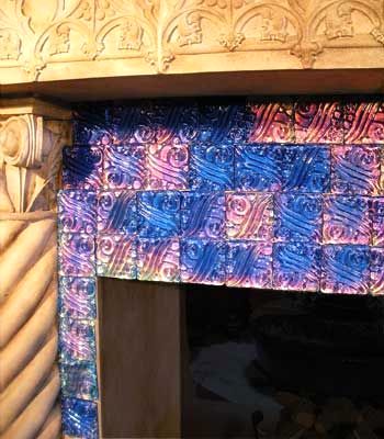 tile around the fireplace, changing color