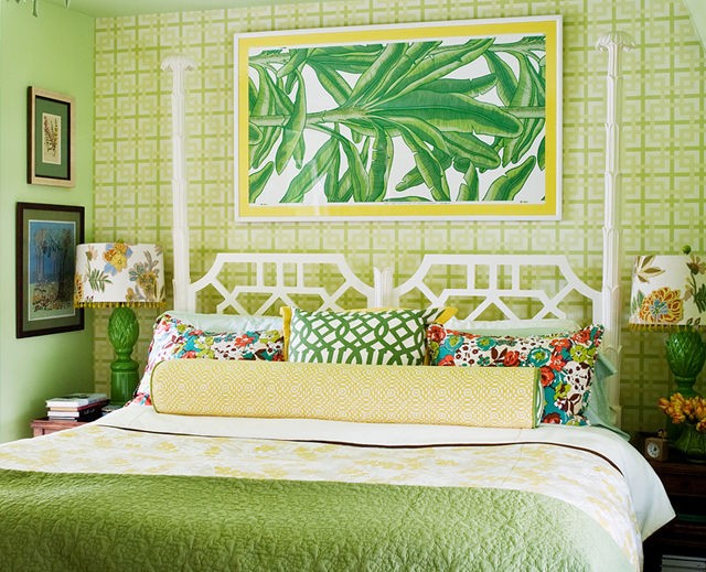 Tropical style in the summer interior of the apartment