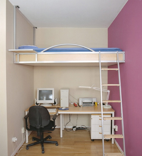 bed - loft for small narrow rooms
