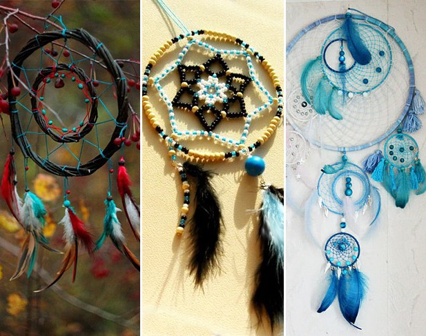 Different variations of a dream catcher