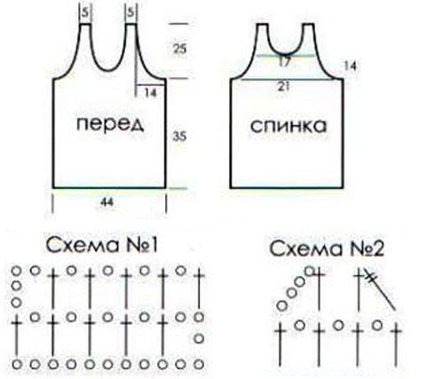 Футболка связать спицами схема рисунка и выкройка