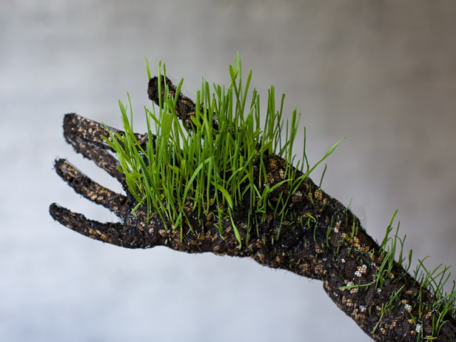 Hand, Skulptur aus Pflanzen mathilde roussel-giraudy