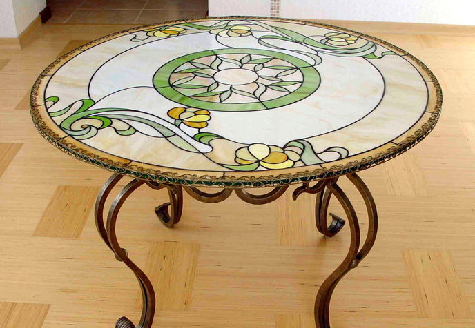 Round stained glass coffee table