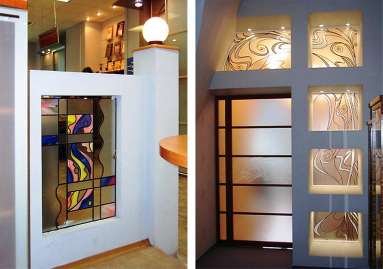 Decor by stained-glass windows of furniture and home decoration