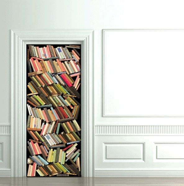 books decorative photo sticker on the door