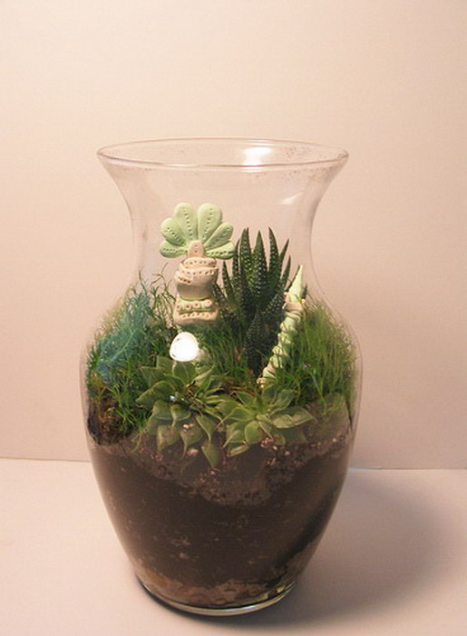Miniature garden in a vase
