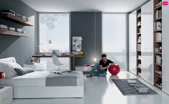 weiß-graues Interieur eines Zimmers für einen Teenager, MisuraEmme