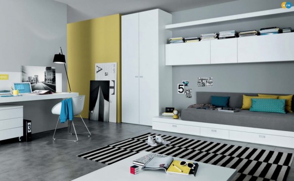 striped interior design of a room for a teenager, MisuraEmme