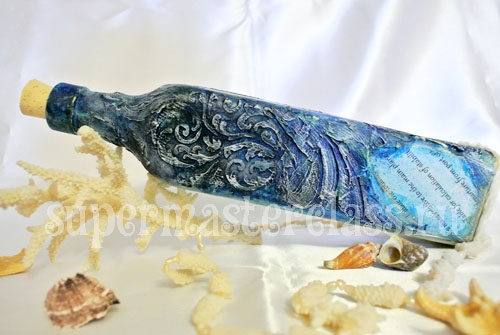 Marine decoupage bottles step by step with photos